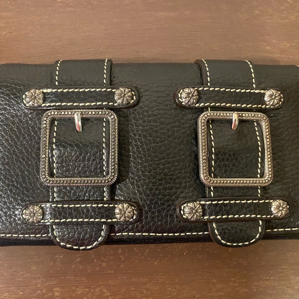 Brighton Black Leather Wallet with Silver Accents